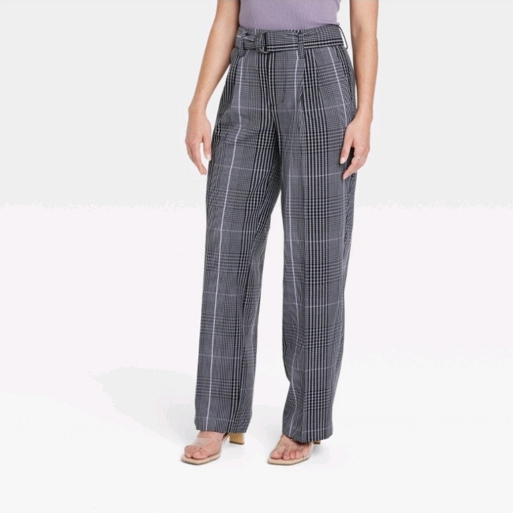 *Women's High-Rise Relaxed Fit Straight Belted Trousers - A New Day - Picture 2 of 5